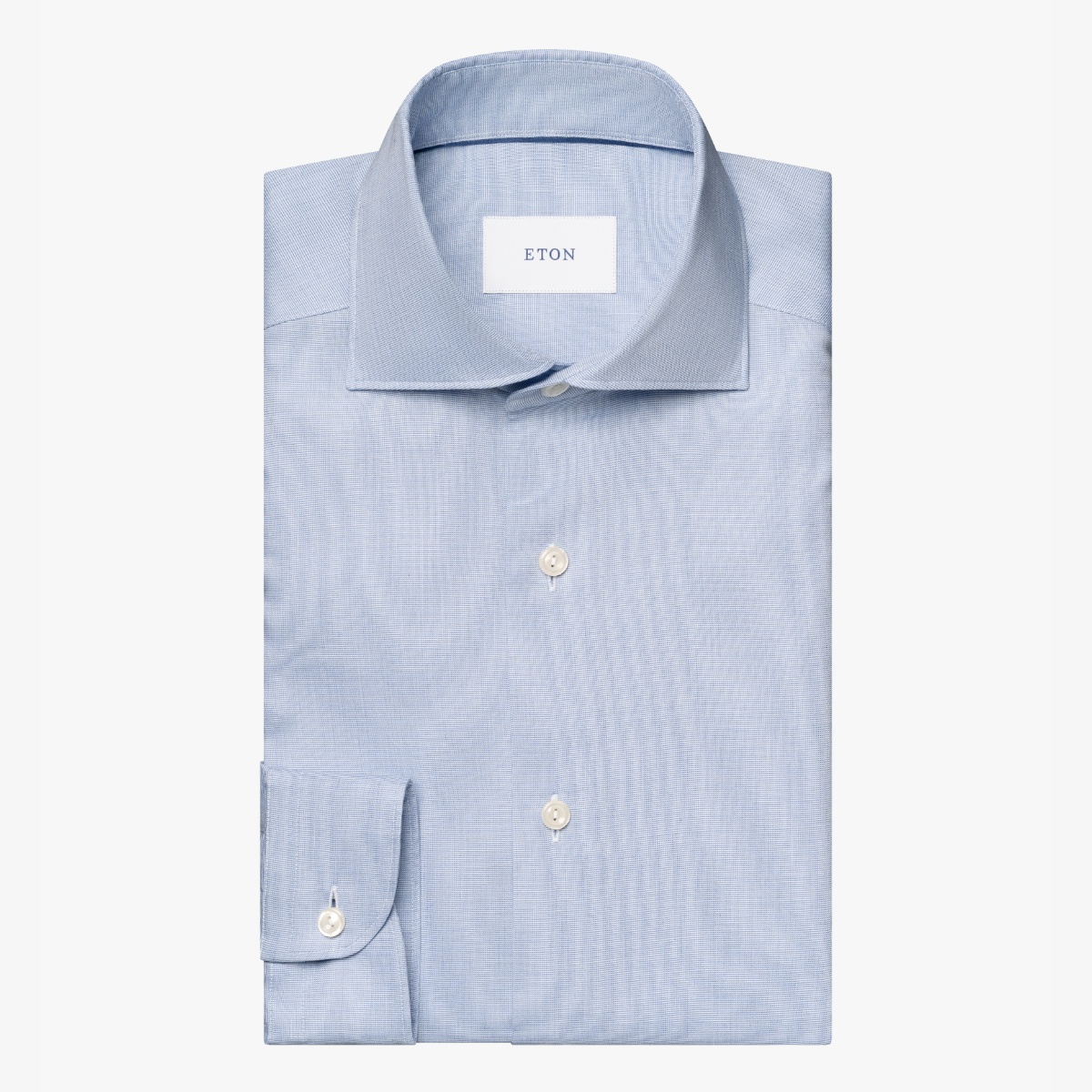 Eton light blue regular fit basketweave signature oxford shirt