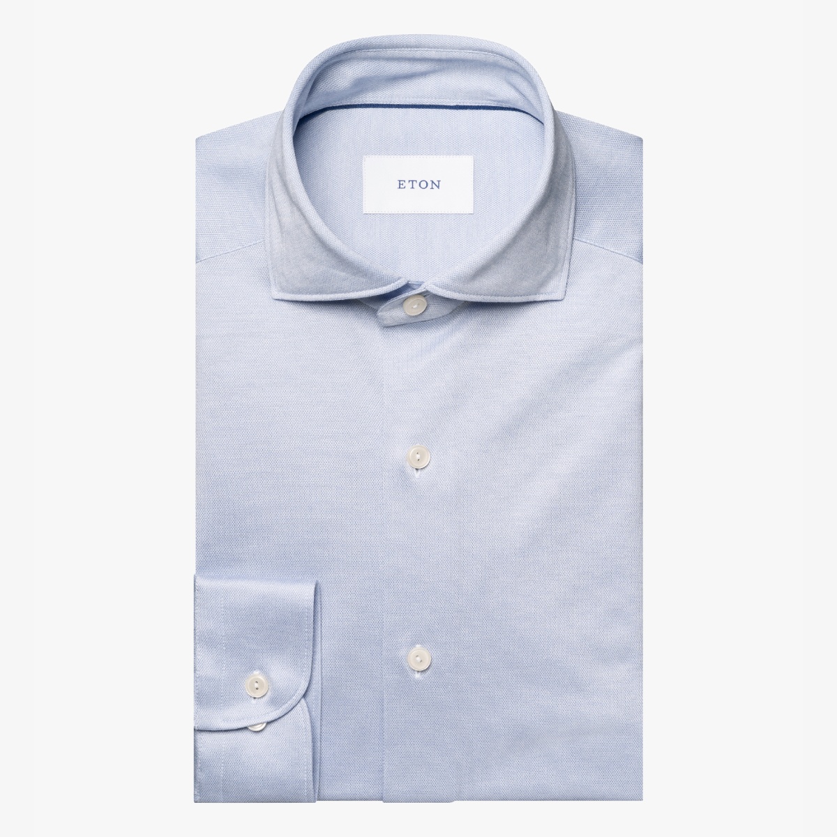 Eton light blue regular fit filo di scozia jersey shirt