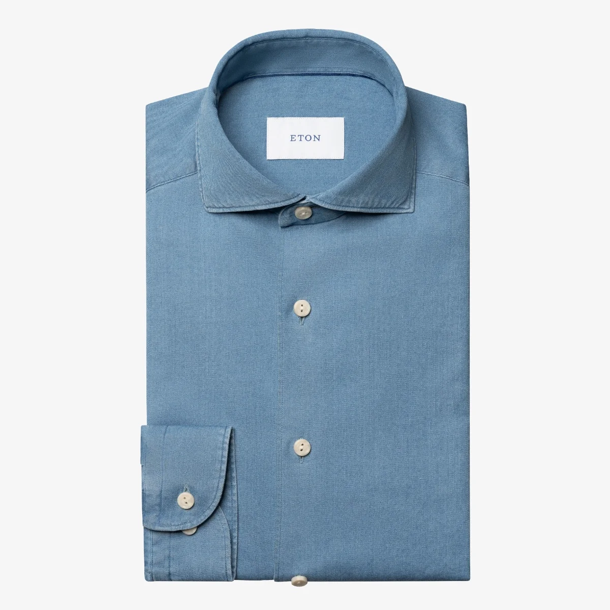 Eton light blue casual fit denim stretch shirt