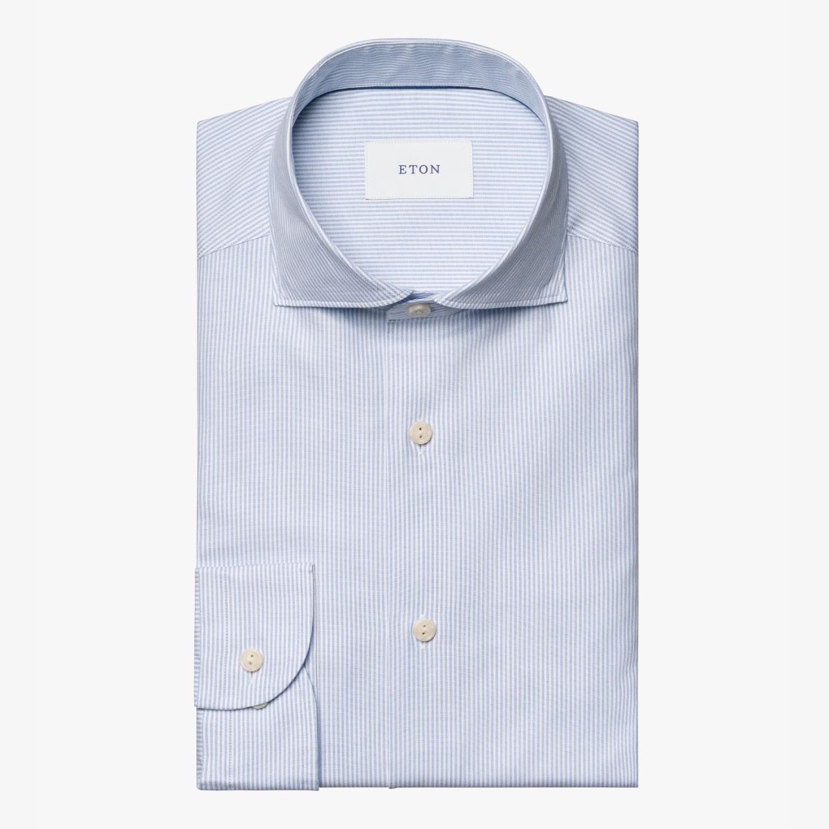 Eton light blue regular fit striped signature oxford shirt
