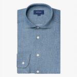 Eton šviesiai mėlyni slim fit džinsiniai tvilo marškiniai