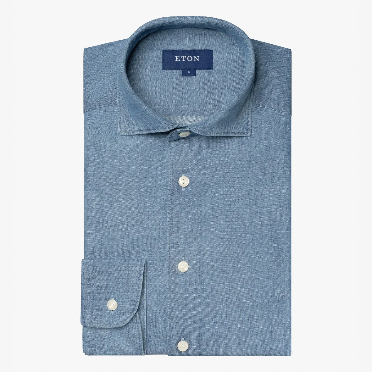 Eton light blue slim fit denim twill shirt