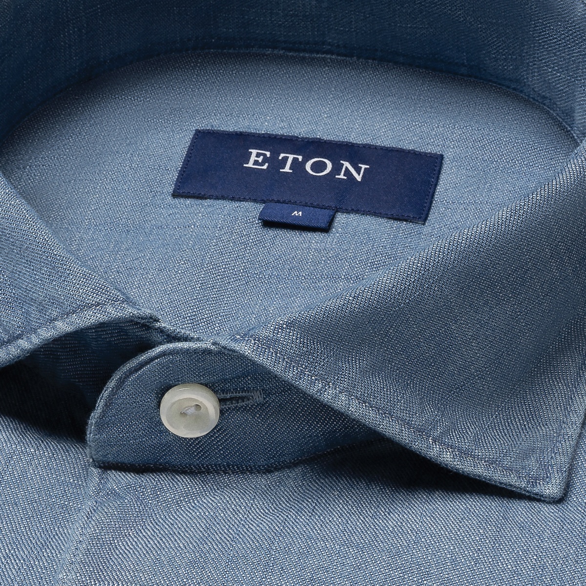 Eton šviesiai mėlyni slim fit džinsiniai tvilo marškiniai