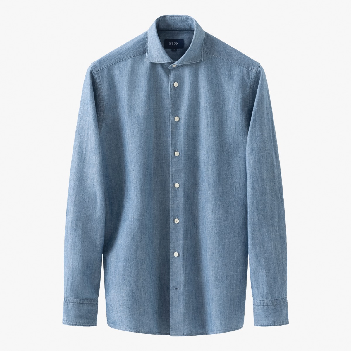 Eton šviesiai mėlyni slim fit džinsiniai tvilo marškiniai