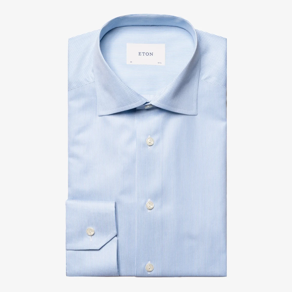 Eton light blue slim fit fine striped signature twill shirt