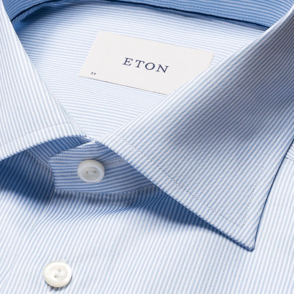 Eton light blue slim fit fine striped signature twill shirt