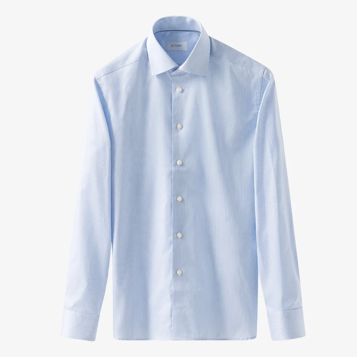 Eton light blue slim fit fine striped signature twill shirt