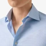 Eton light blue slim fit fine striped signature twill shirt