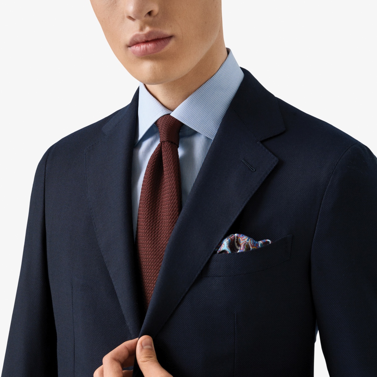 Eton light blue slim fit fine striped signature twill shirt