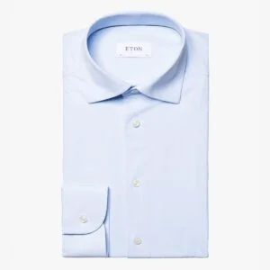 Eton light blue slim fit four-way stretch shirt