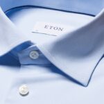 Eton šviesiai mėlyni slim fit four-way stretch marškiniai