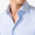Eton šviesiai mėlyni slim fit four-way stretch marškiniai