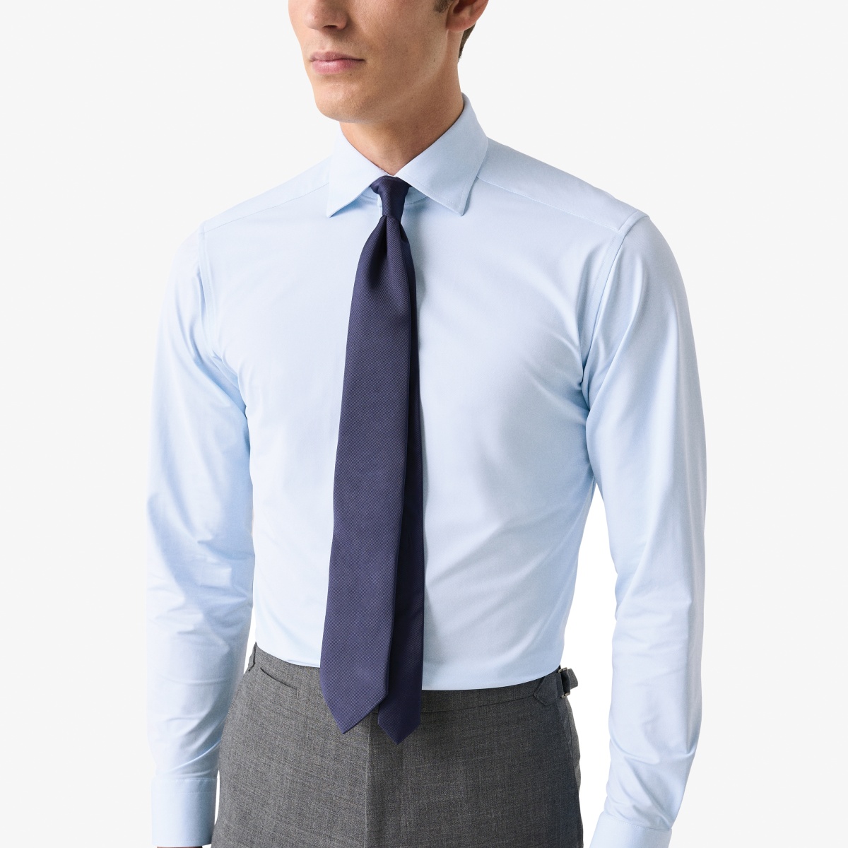 Eton šviesiai mėlyni slim fit four-way stretch marškiniai