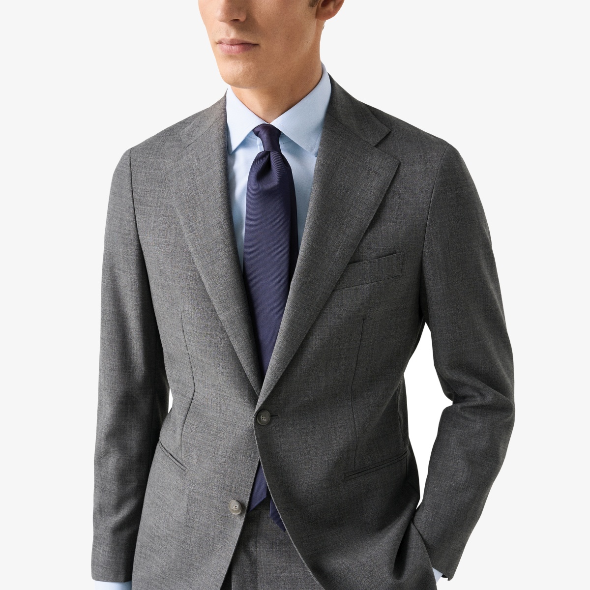 Eton šviesiai mėlyni slim fit four-way stretch marškiniai