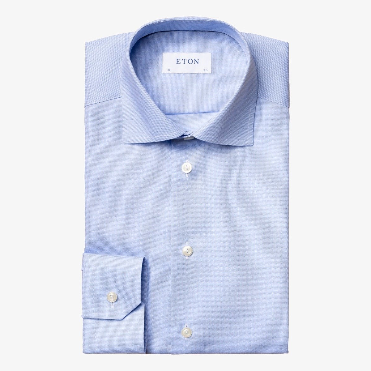 Eton light blue slim fit houndstooth fine twill shirt