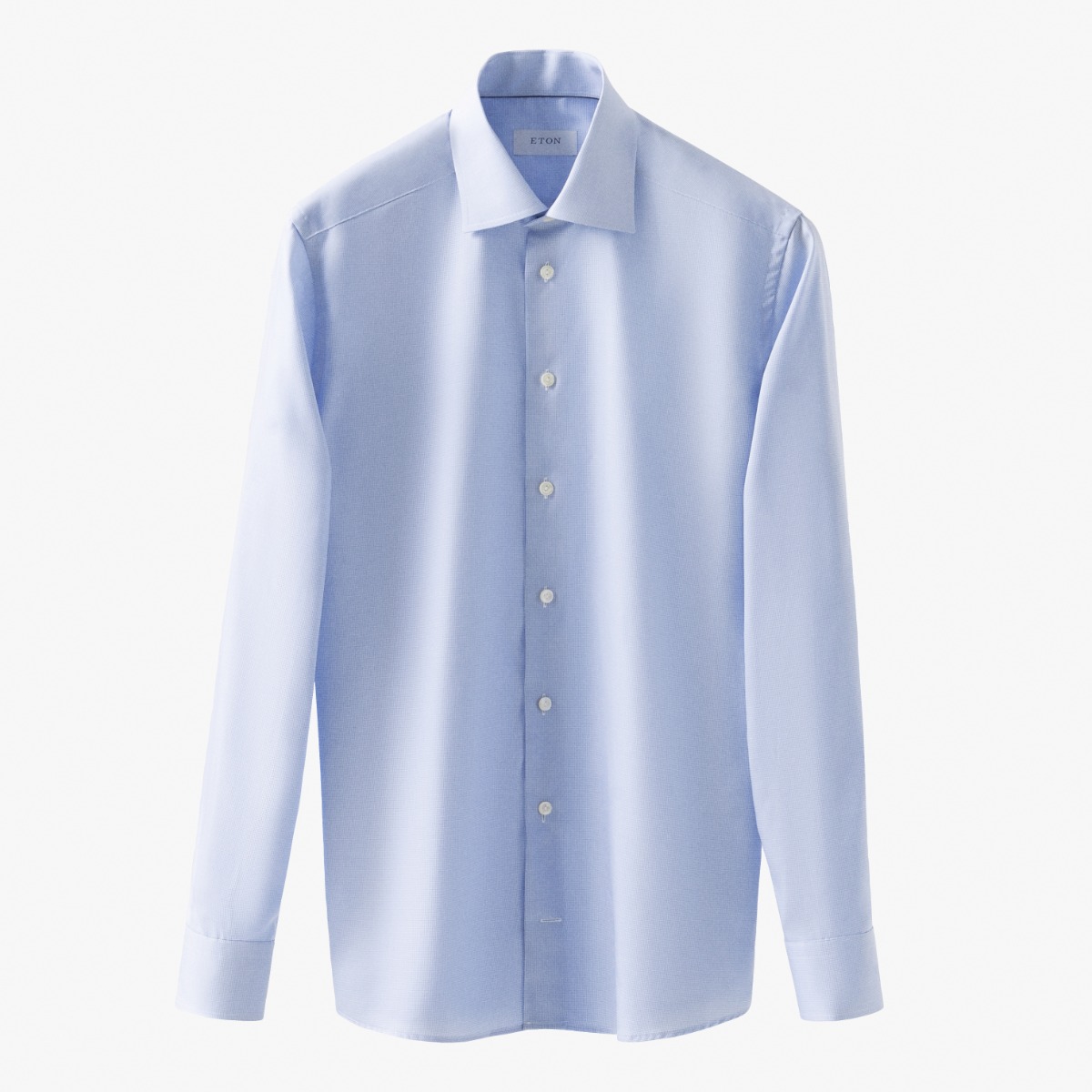Eton light blue slim fit houndstooth fine twill shirt