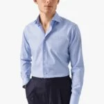 Eton light blue slim fit houndstooth fine twill shirt