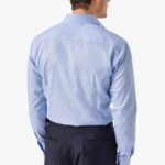Eton light blue slim fit houndstooth fine twill shirt