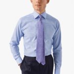 Eton light blue slim fit houndstooth fine twill shirt