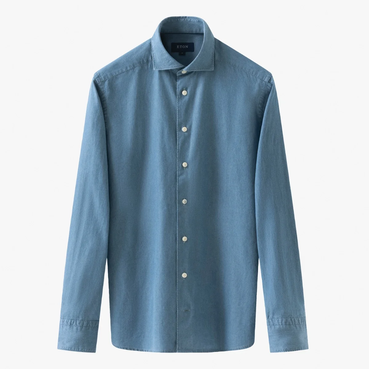 Eton light blue slim fit lightweight denim twill shirt
