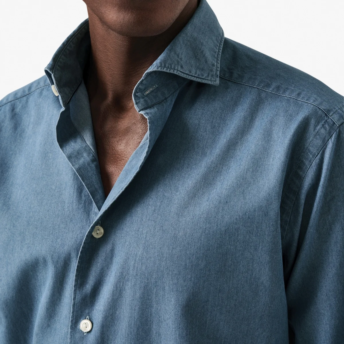 Eton light blue slim fit lightweight denim twill shirt