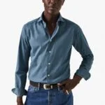 Eton light blue slim fit lightweight denim twill shirt
