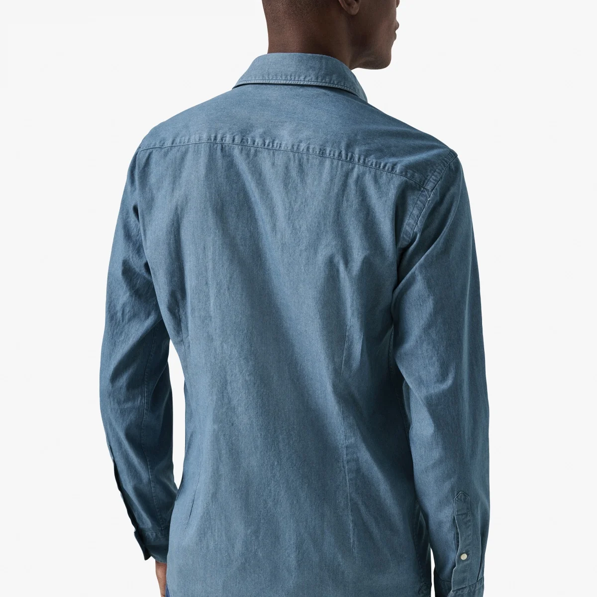 Eton light blue slim fit lightweight denim twill shirt