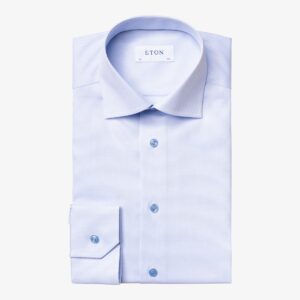 Eton light blue micro pattern twill shirt