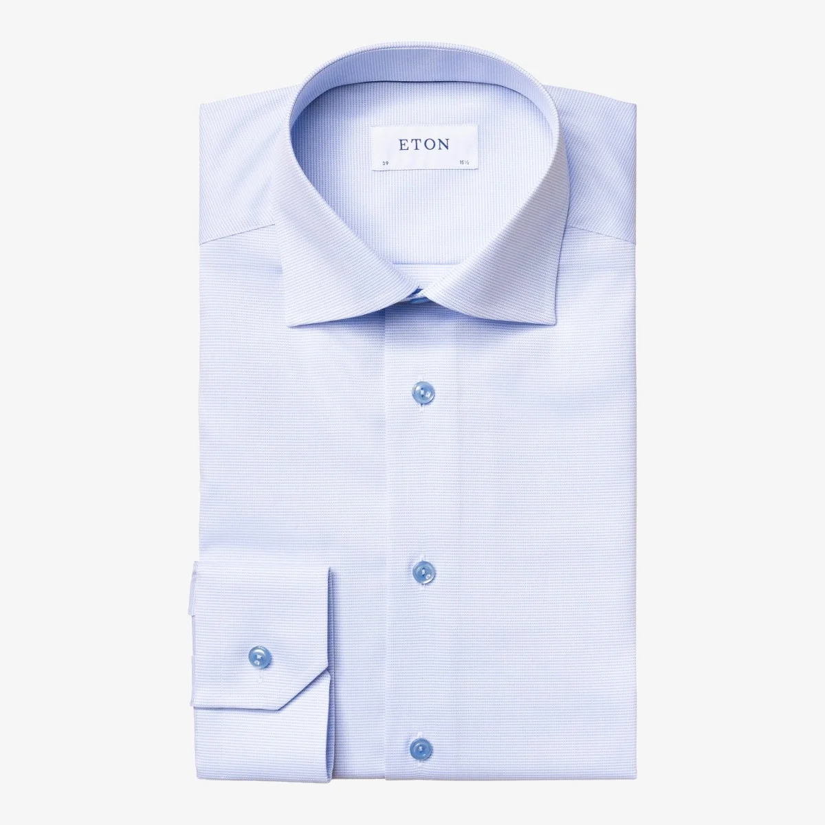 Eton light blue slim fit micro pattern twill shirt
