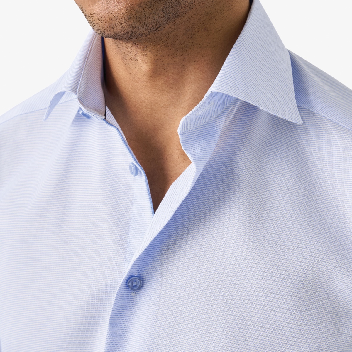 Eton light blue slim fit micro pattern twill shirt