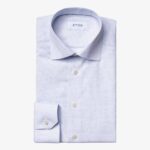 Eton light blue slim fit micro print poplin shirt