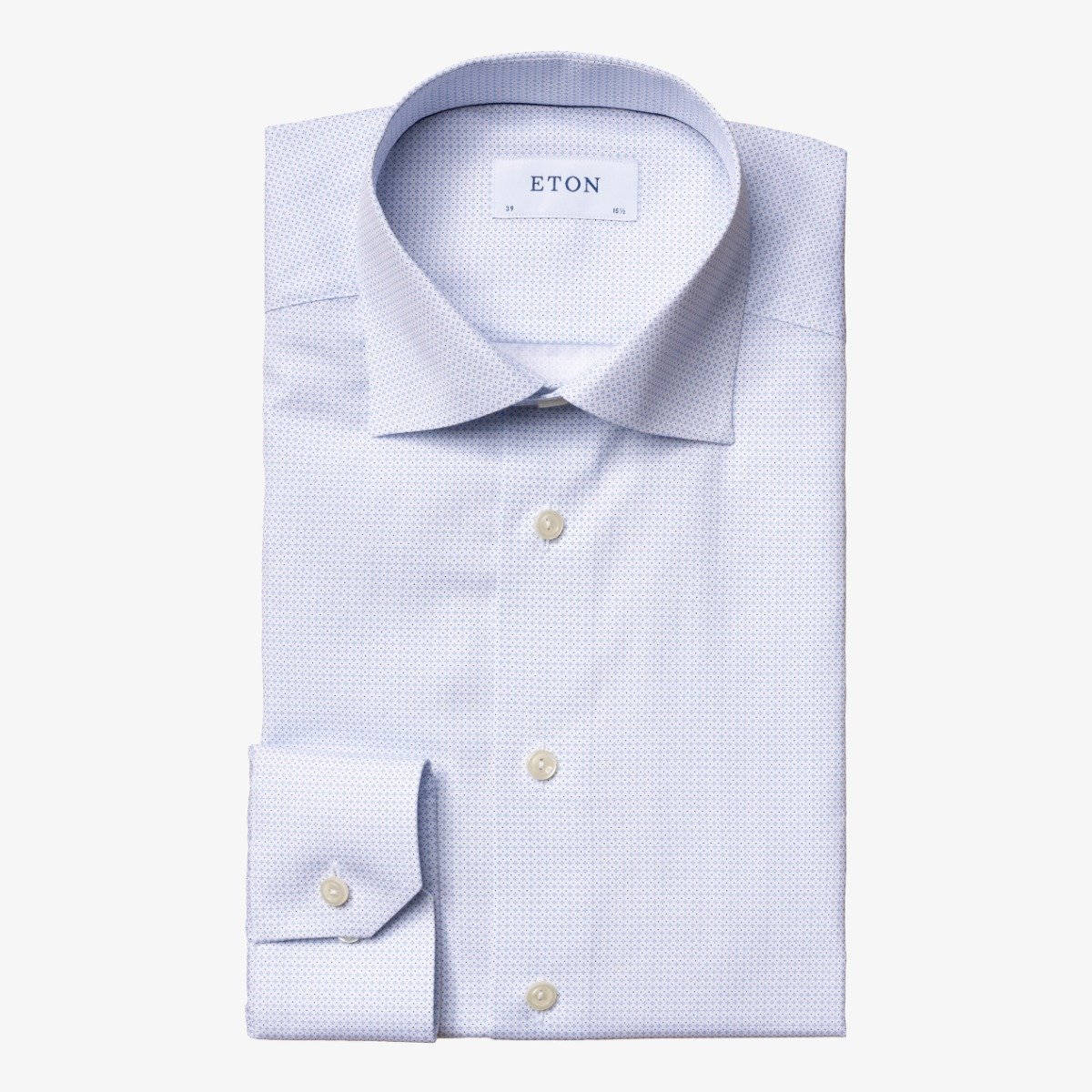 Eton light blue slim fit micro print poplin men's dress shirt