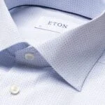 Eton light blue slim fit micro print poplin shirt