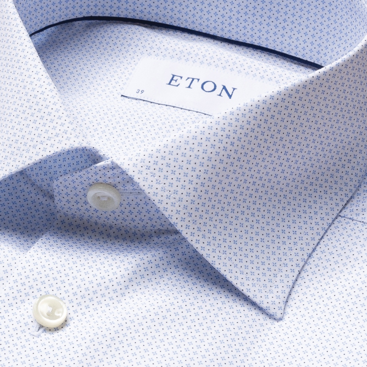Eton light blue slim fit micro print poplin shirt
