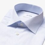 Eton šviesiai mėlyni slim fit poplino marškiniai su mikro raštu