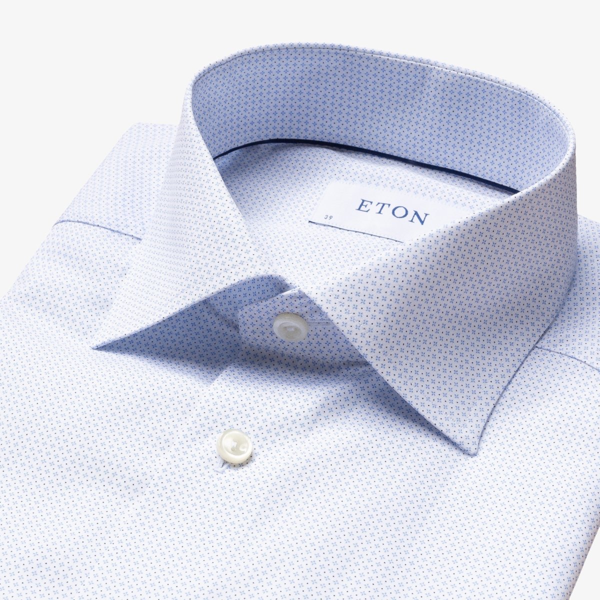 Eton light blue slim fit micro print poplin men's dress shirt