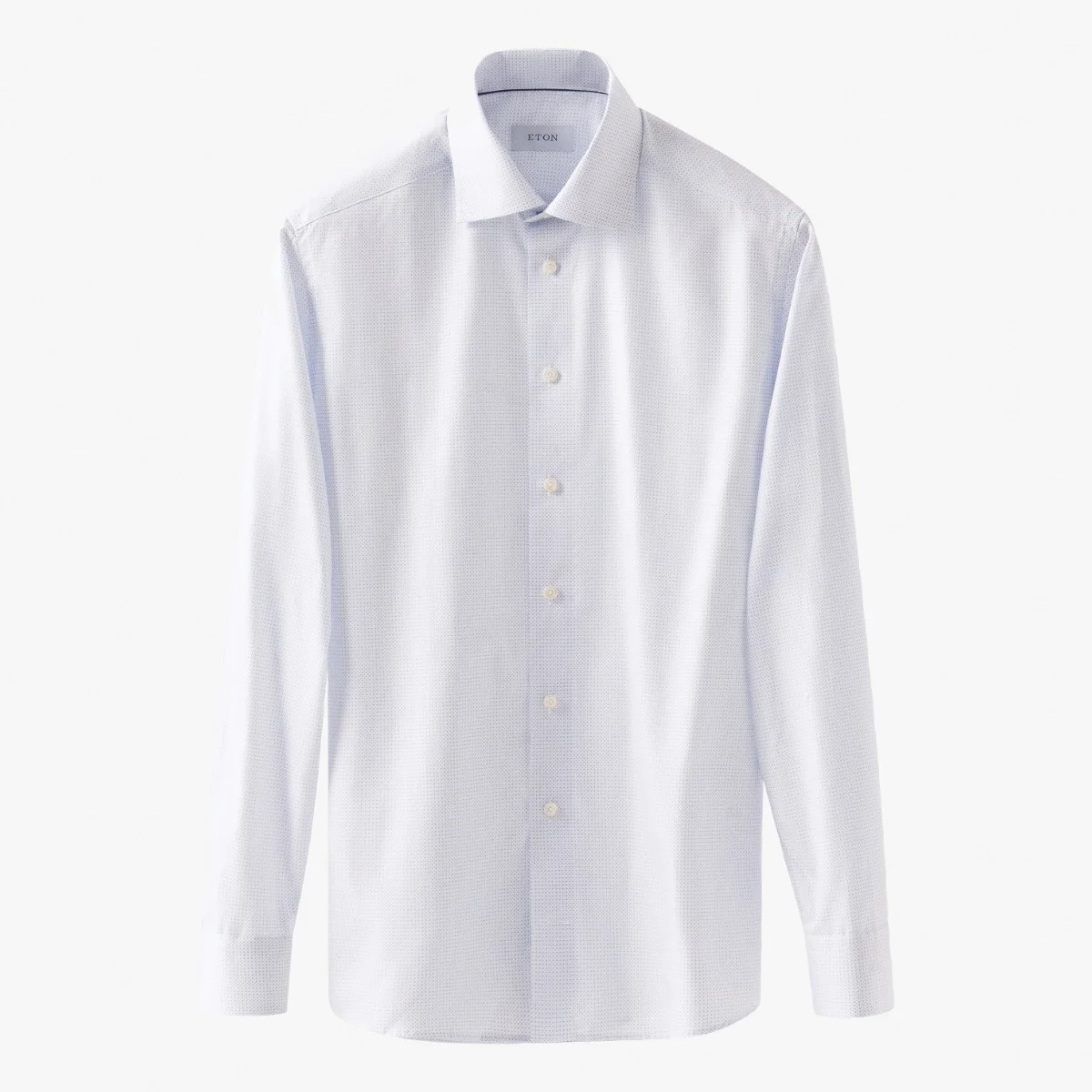 Eton light blue slim fit micro print poplin shirt