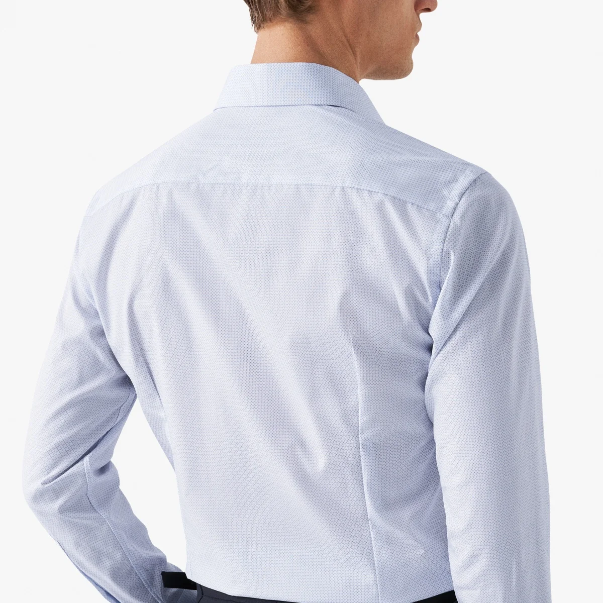 Eton light blue slim fit micro print poplin shirt
