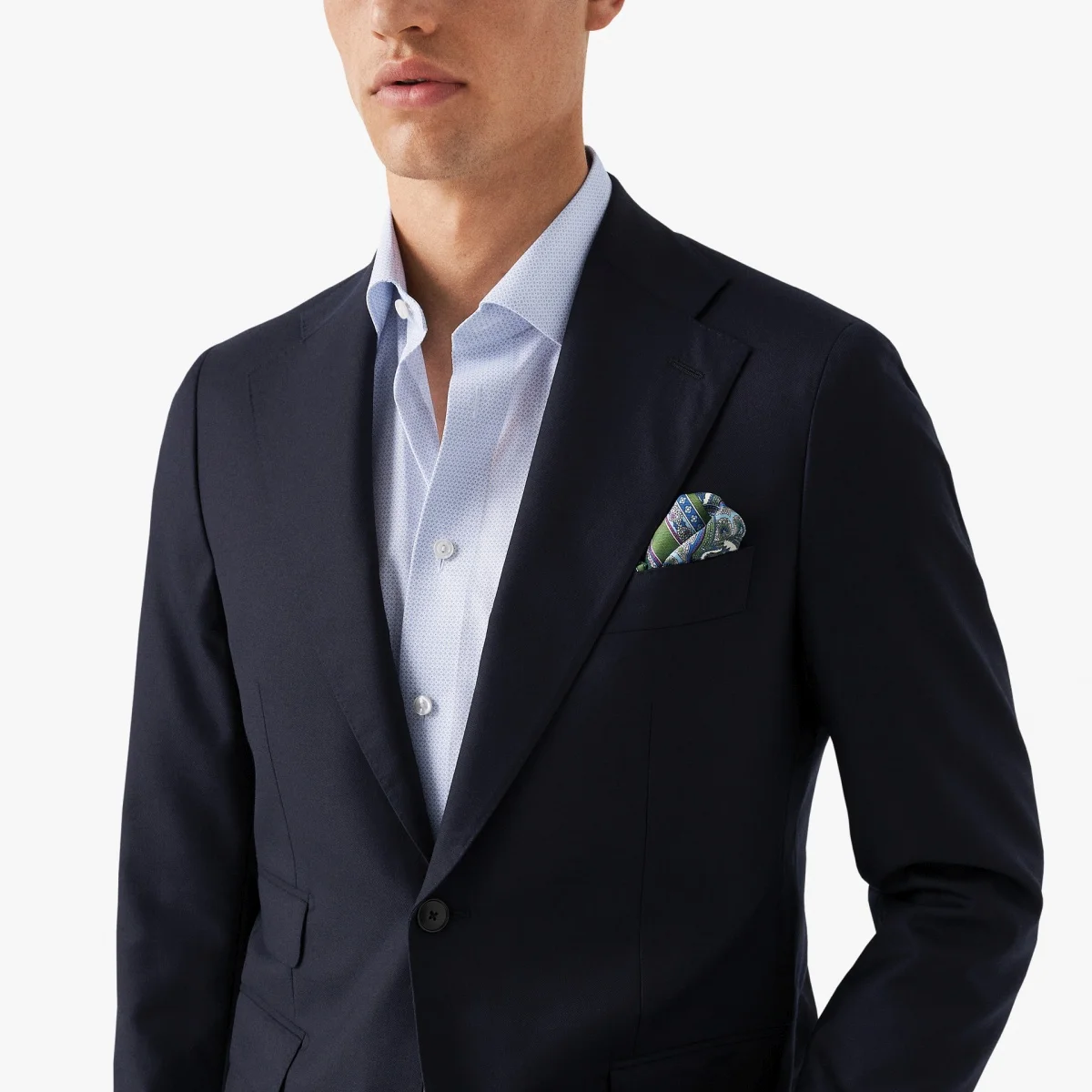 Eton light blue slim fit micro print poplin shirt
