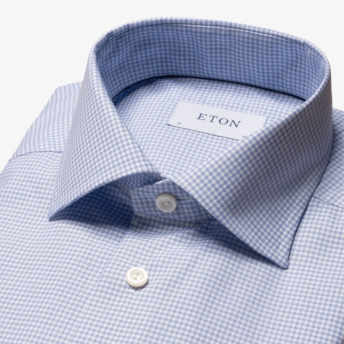 Eton light blue slim fit microcheck twill men's dress shirt