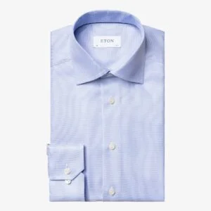 Eton light blue patterned twill shirt
