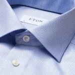 Eton šviesiai mėlyni slim fit tvilo marškiniai su raštu