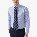 Eton šviesiai mėlyni slim fit tvilo marškiniai su raštu