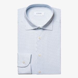 Eton light blue pin dot four way stretch shirt