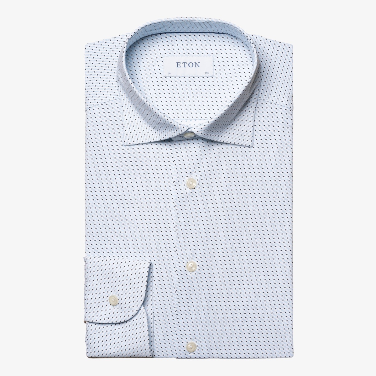 Eton light blue slim fit pin dot four way stretch men's dress shirt