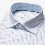 Eton light blue slim fit pin dot stretch shirt