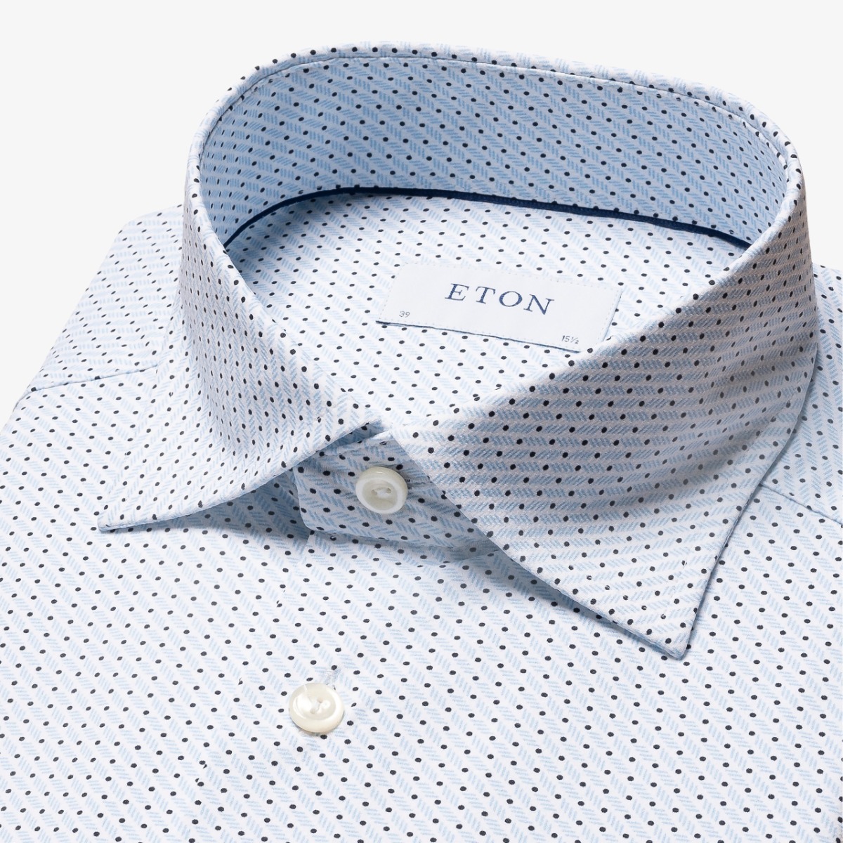 Eton light blue slim fit pin dot four way stretch men's dress shirt
