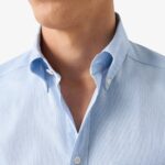 Eton šviesiai mėlyni slim fit karališko oksfordo marškiniai
