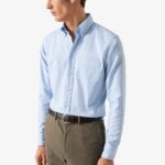 Eton šviesiai mėlyni slim fit karališko oksfordo marškiniai