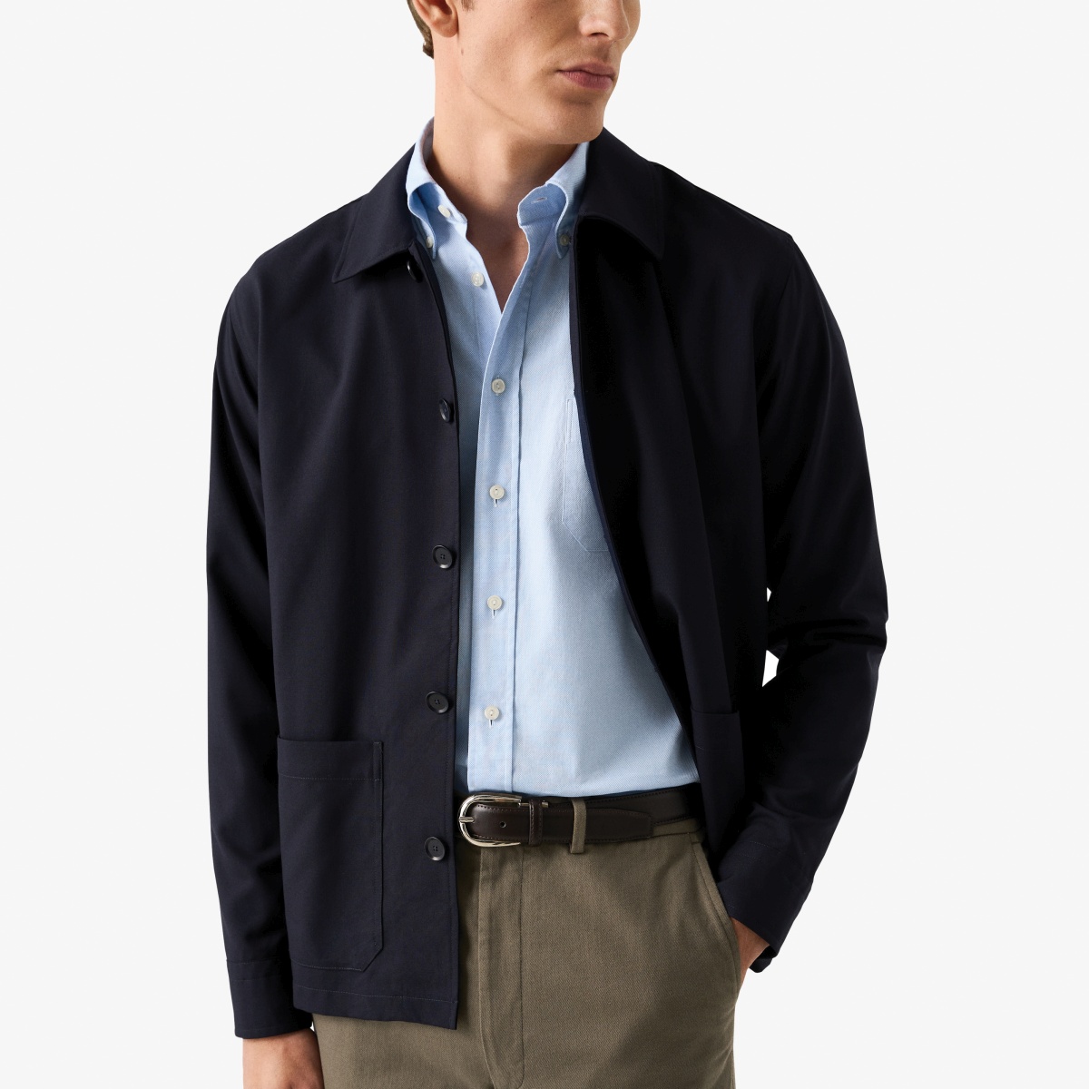 Eton šviesiai mėlyni slim fit karališko oksfordo marškiniai